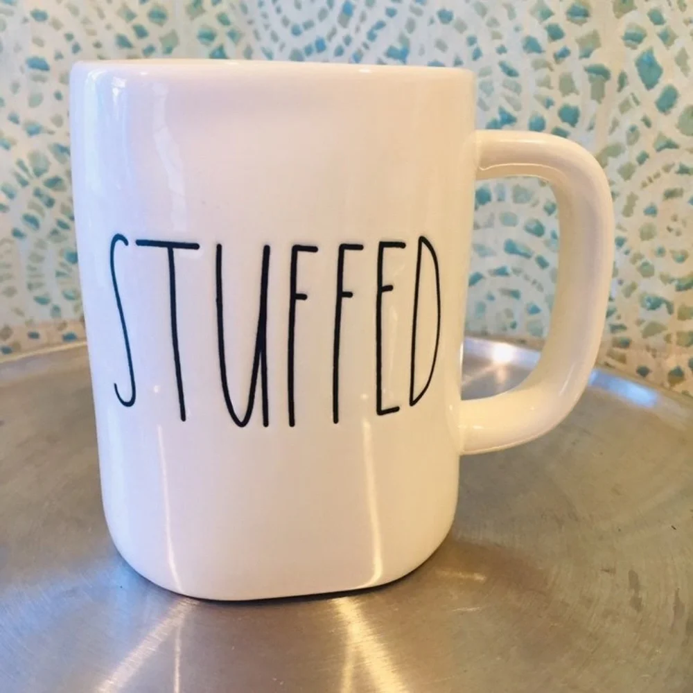 Rae Dunn Stuffed Mug NWT Coffee Tea Thanksgiving black white
